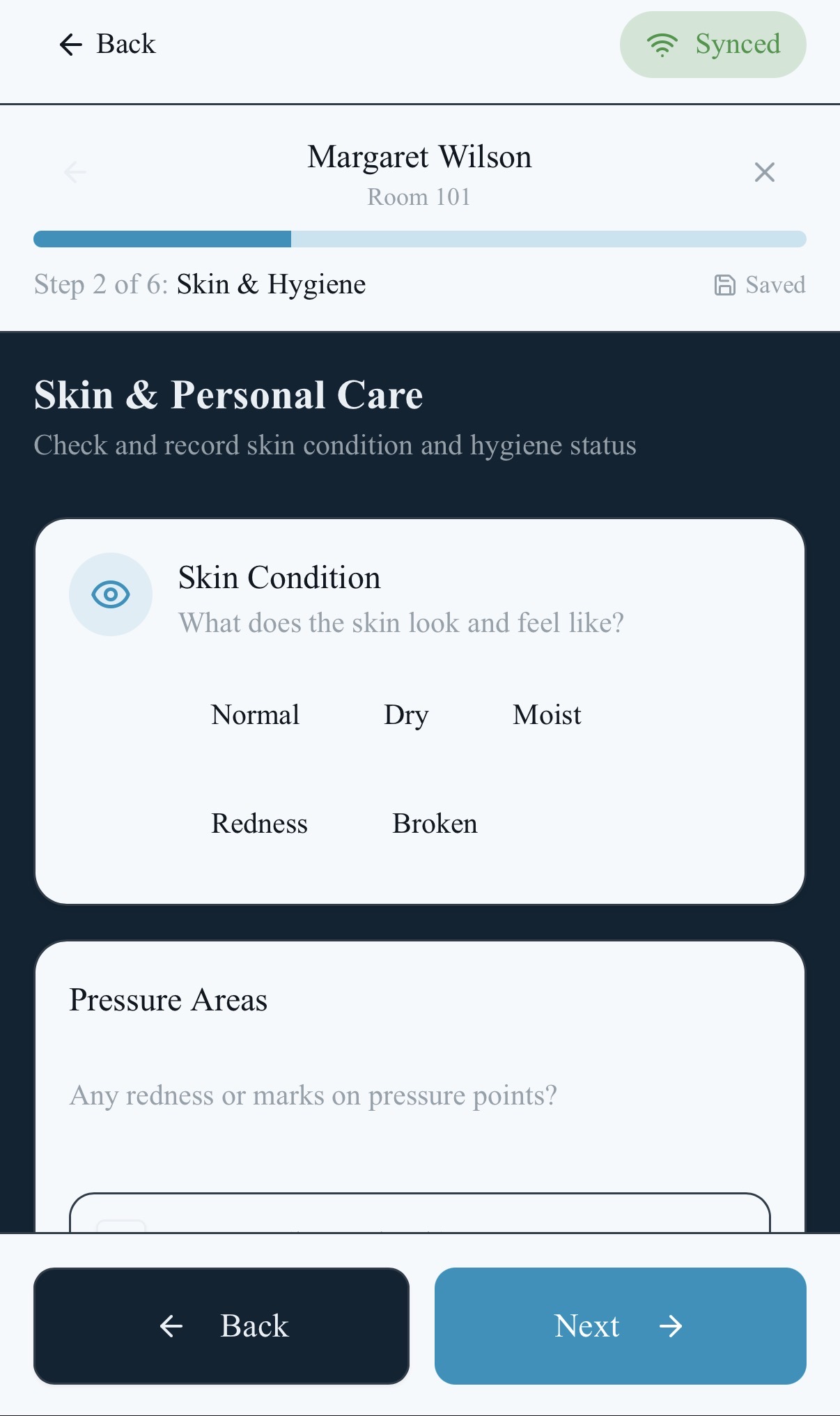 Skin & Hygiene observation step