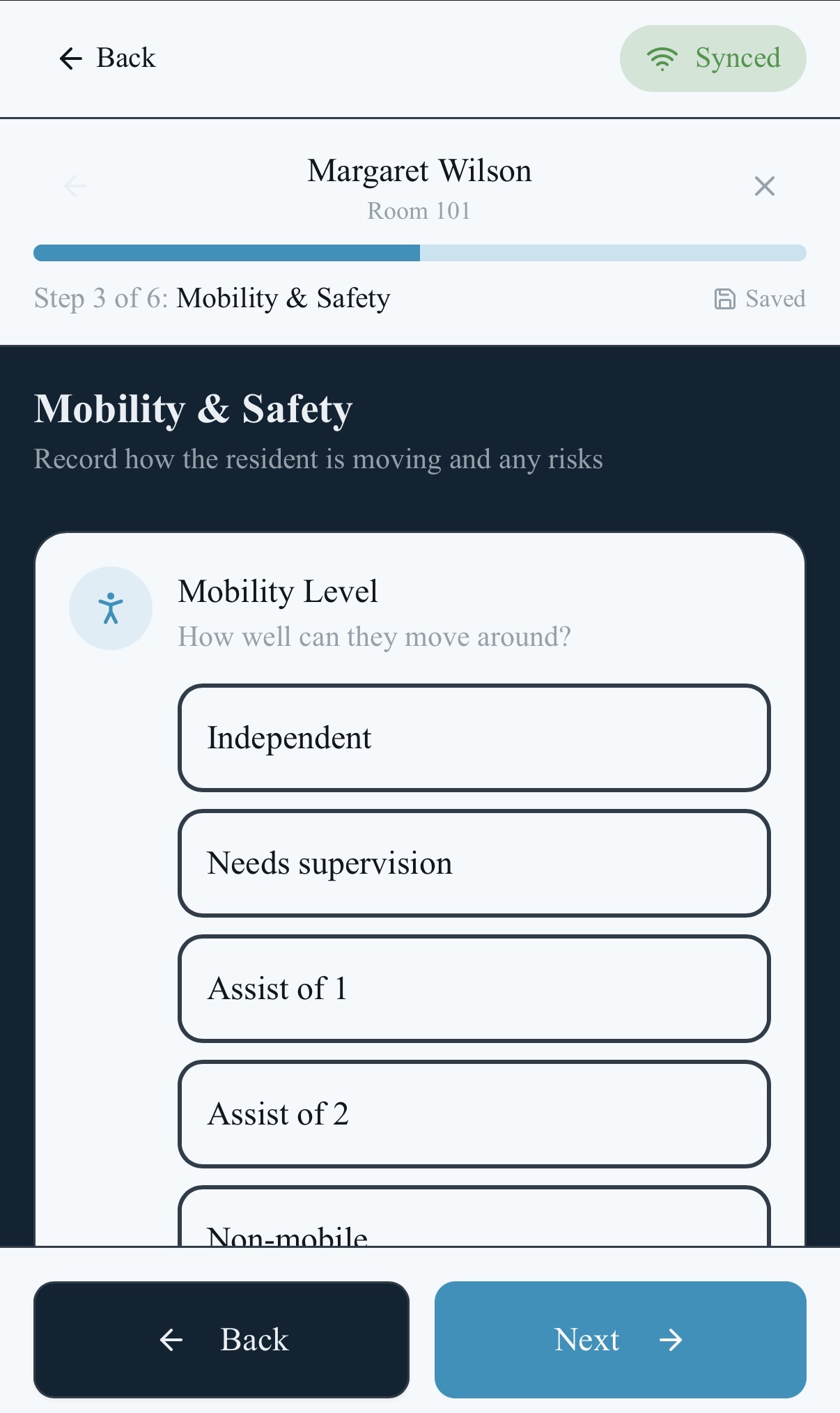 Mobility & Safety observation step